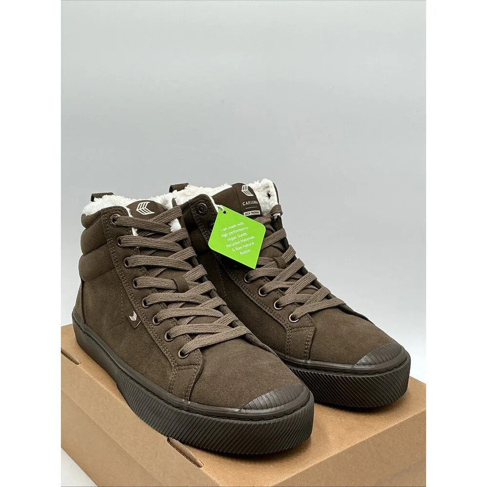 Cariuma OCA Therma High Sneakers Men's 9 All Teak Shearling Lined Boots Eby4486
